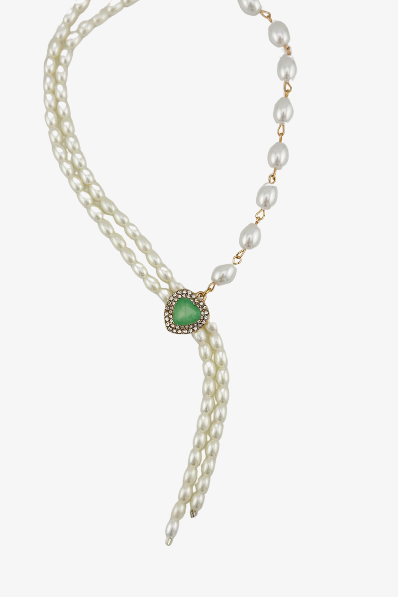 Naszyjnik Pearls & Turquoise Heart