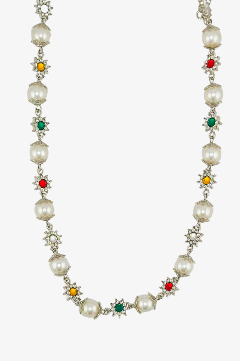 Naszyjnik Pearl Floral Silver