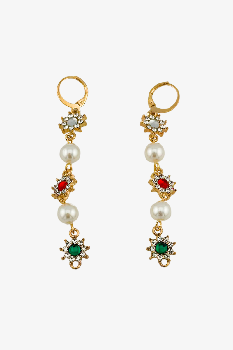 Kolczyki Pearl Floral Gold