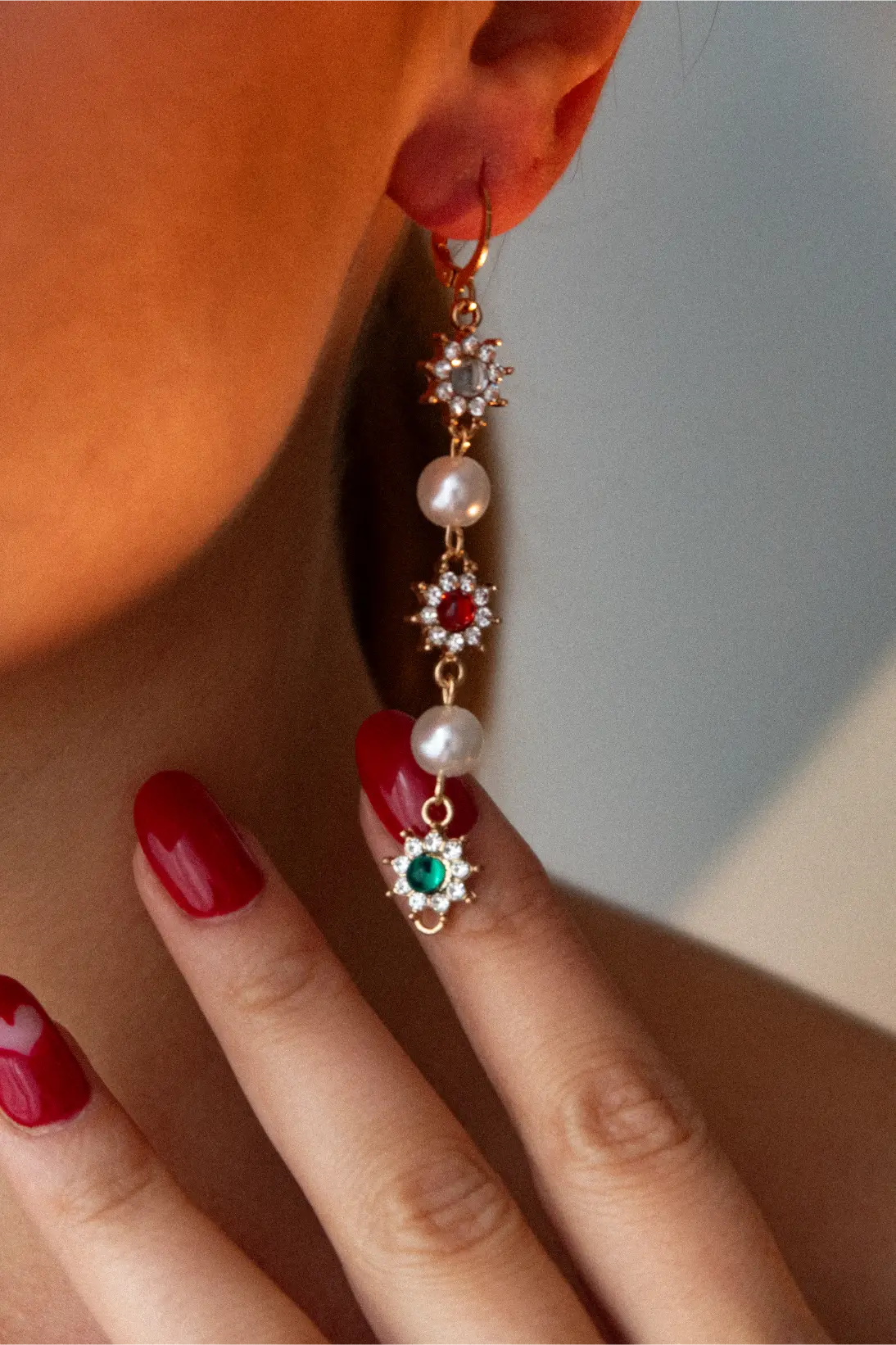 Kolczyki Pearl Floral Gold