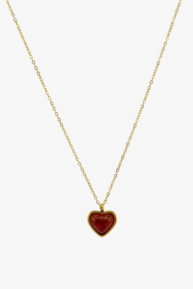 Naszyjnik Valentines Red Agate Heart