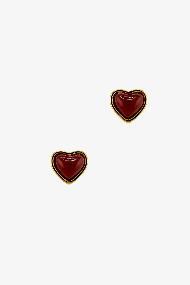 Kolczyki Valentines Red Agate Heart