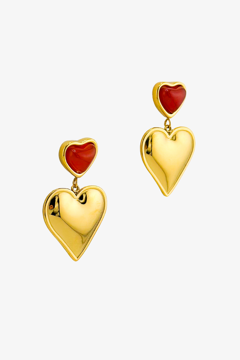 Kolczyki Hanging Valentines Red Agate Stone
