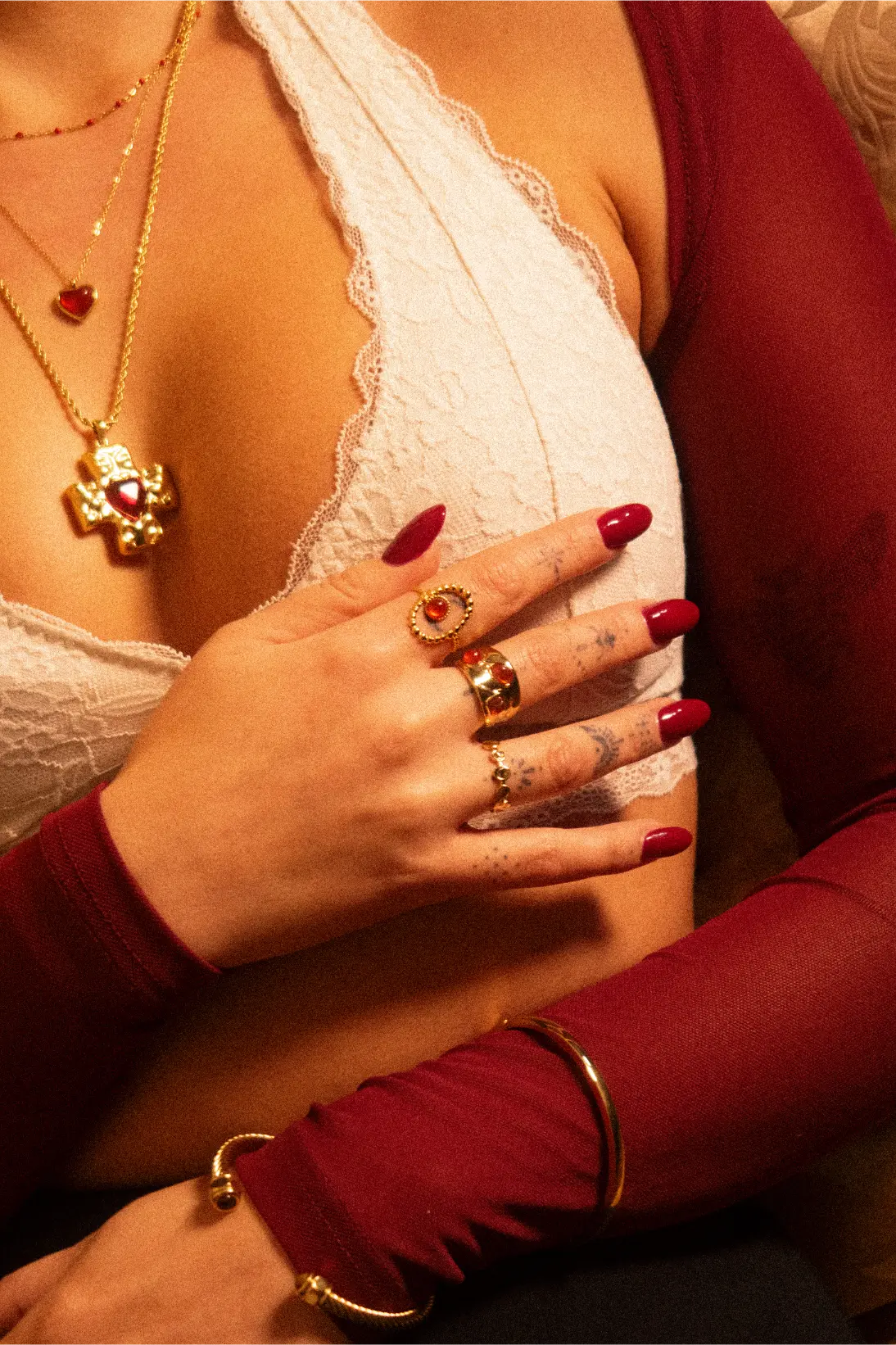 Pierścionek Open Round Red Agate Stone