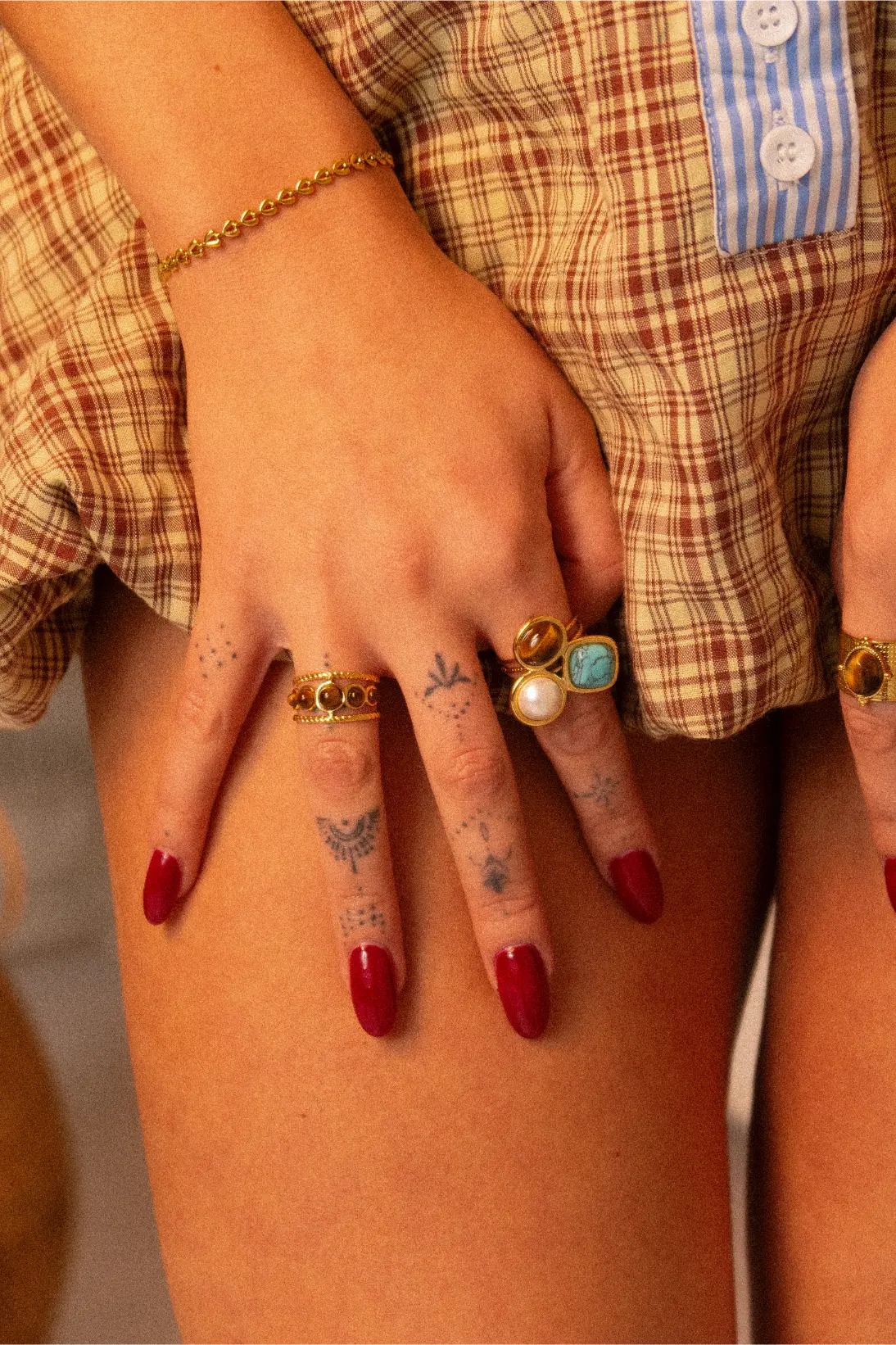 Pierścionek Triple Natural Stones Ring