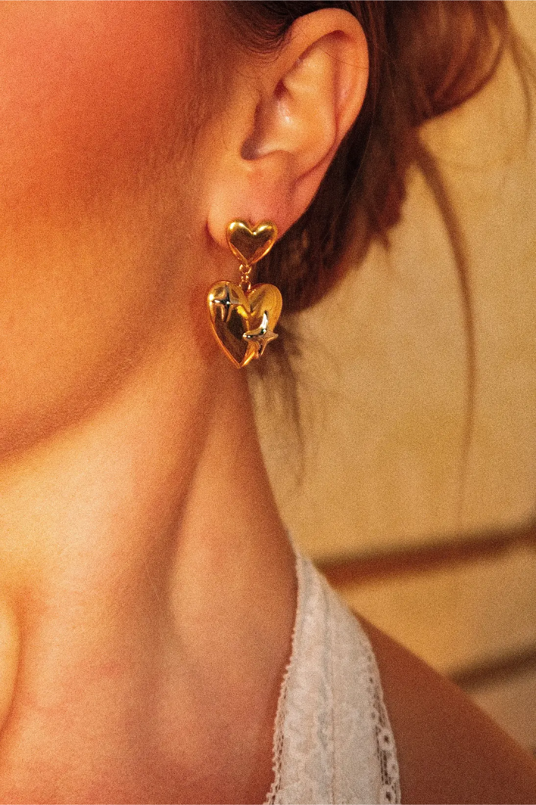 Kolczyki Hanging Hearts with Stars