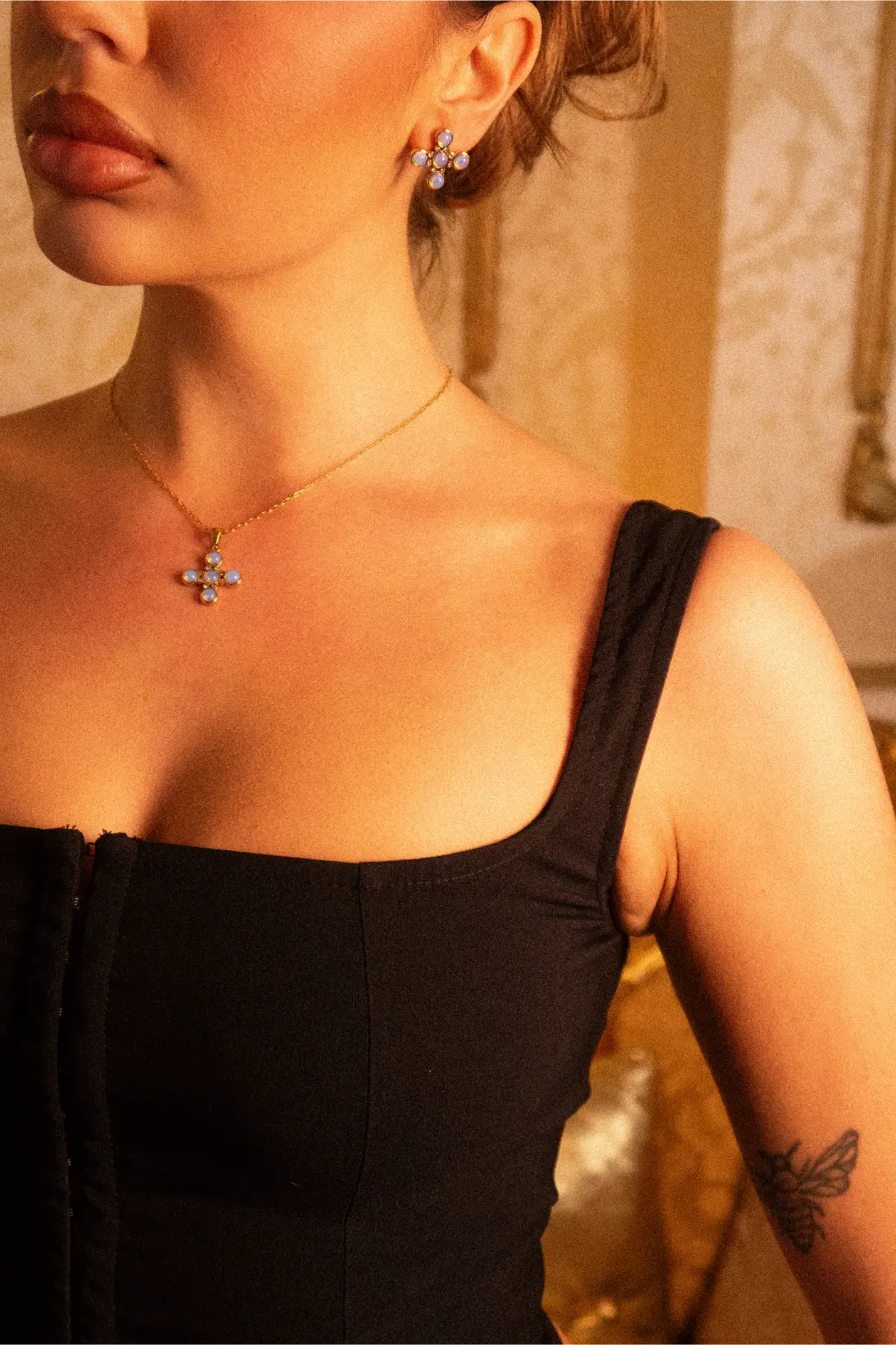 Kolczyki Transparent Opal Cross