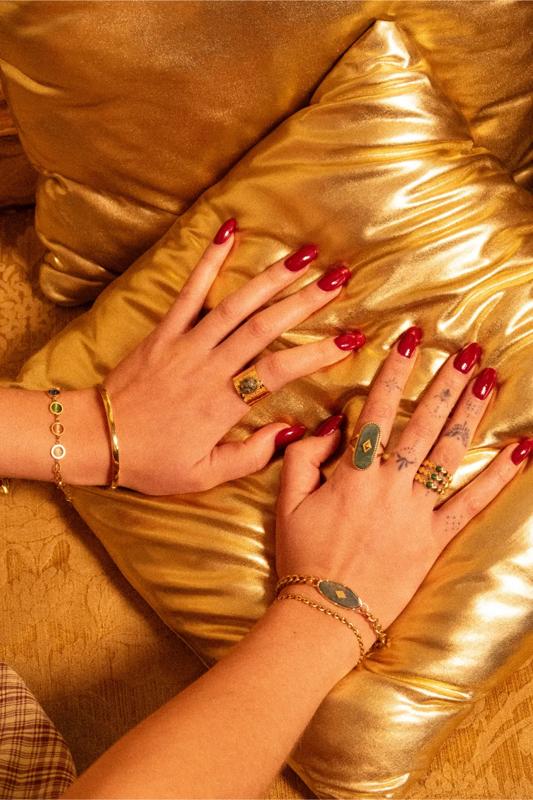 Pierścionek Three Layer Green Malachite Stone