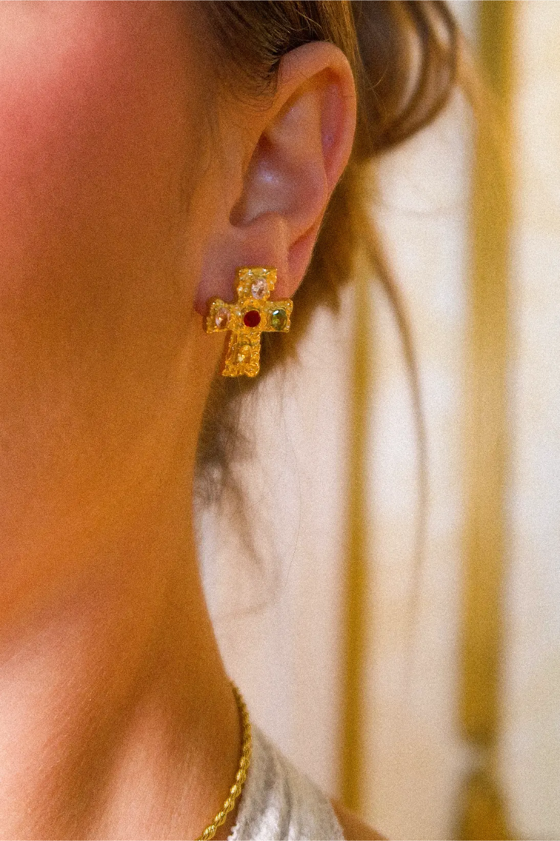 Kolczyki Multicolor Zircon Cross