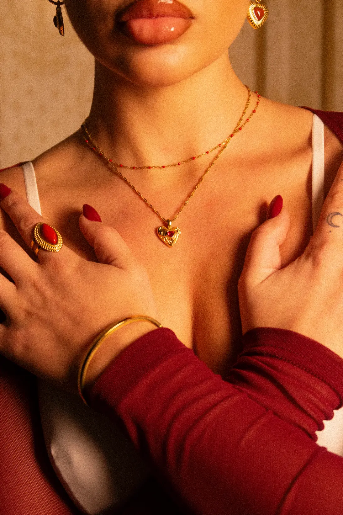 Naszyjnik Mini Red Heart Zircon Necklace