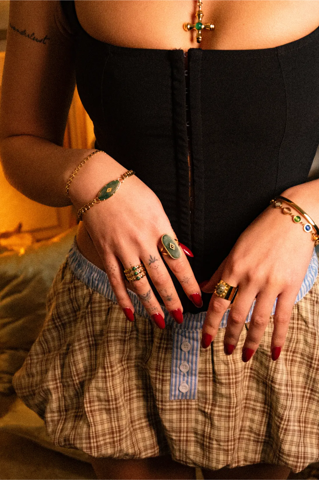 Bransoletka Green Shell Stone Oval