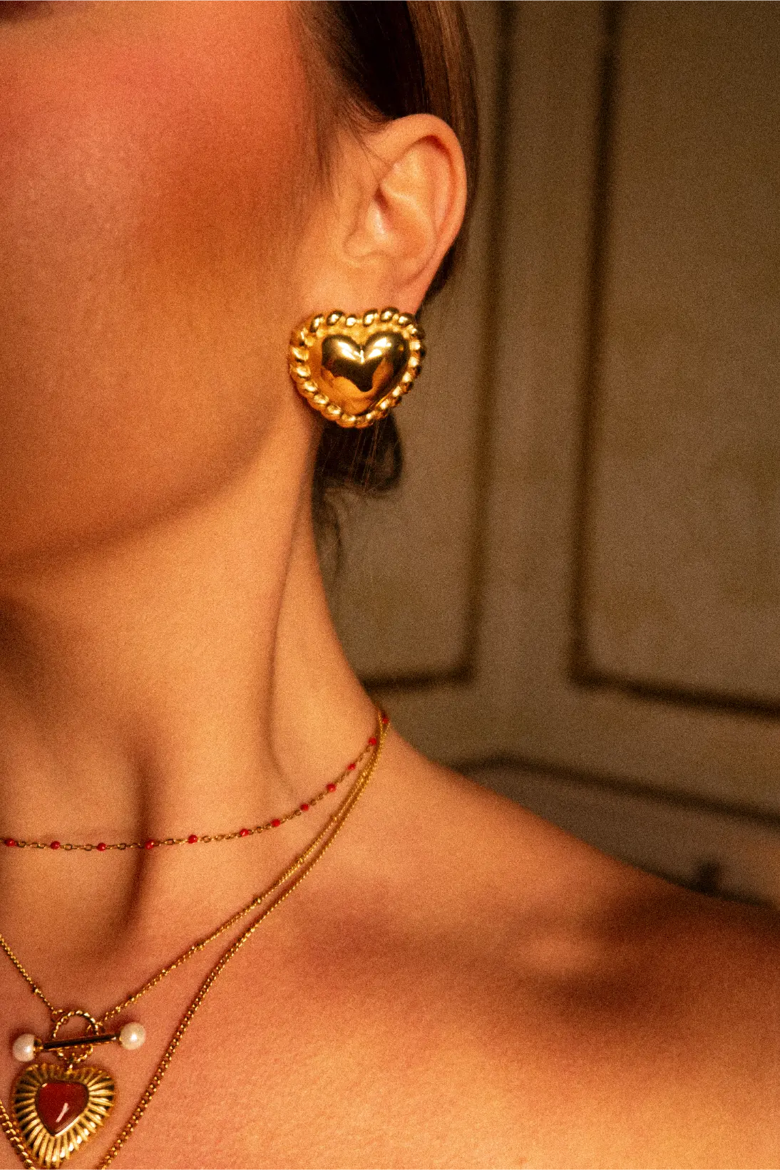 Kolczyki Gold Heart Twisted Edge