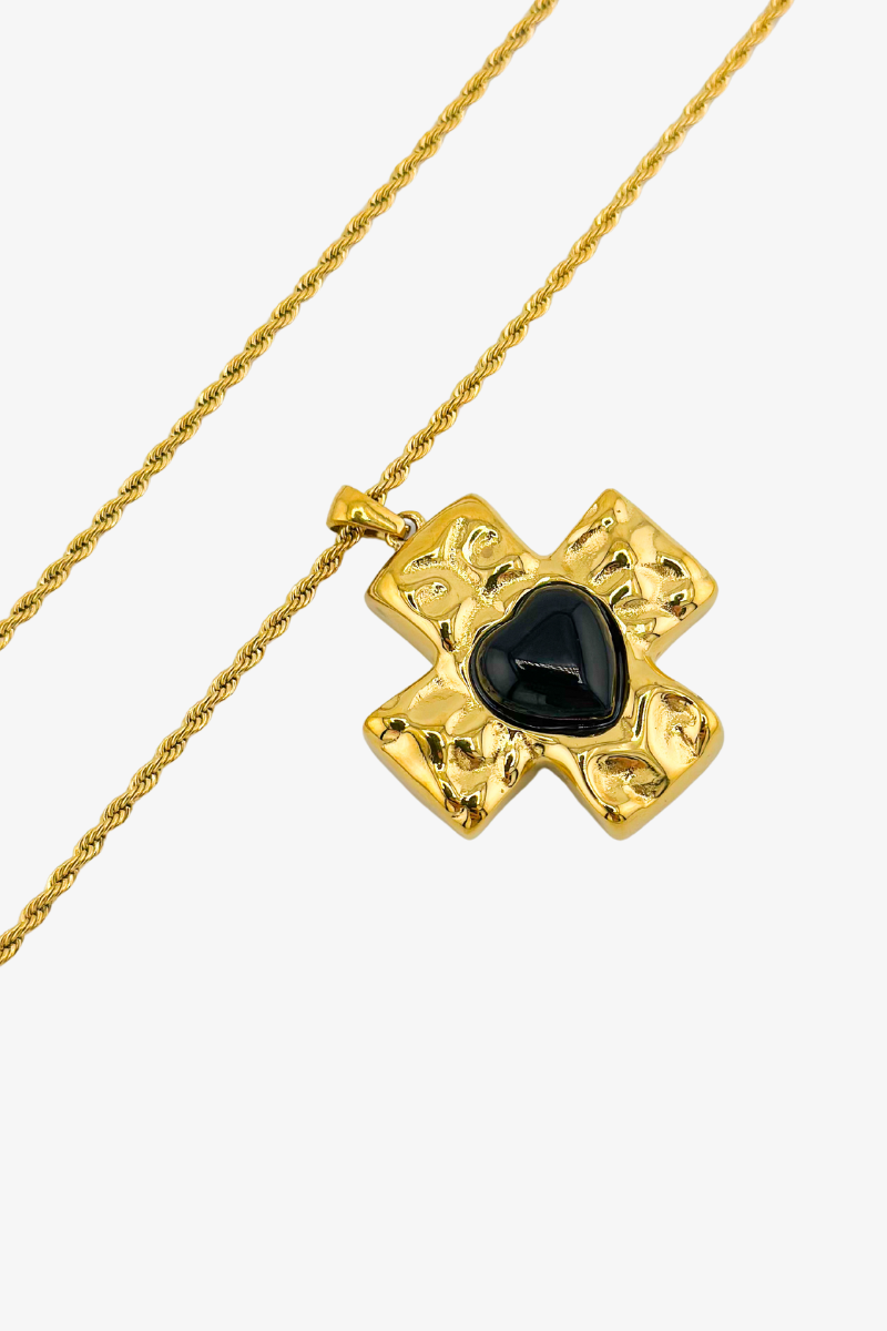 Naszyjnik Black Zircon Heart Cross