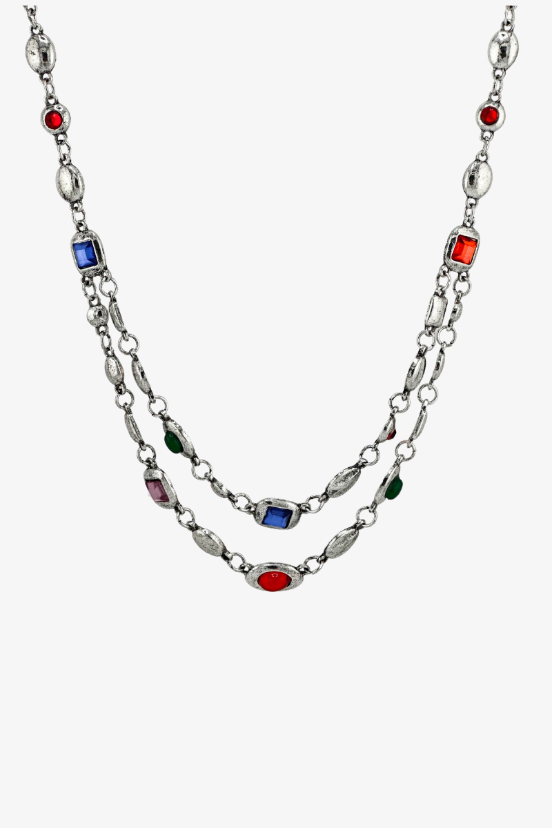 Naszyjnik Old Silver Multicolor Zircons